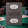 Casino Royale 20th Anniversary playing cards on a green felt surface with poker chips.