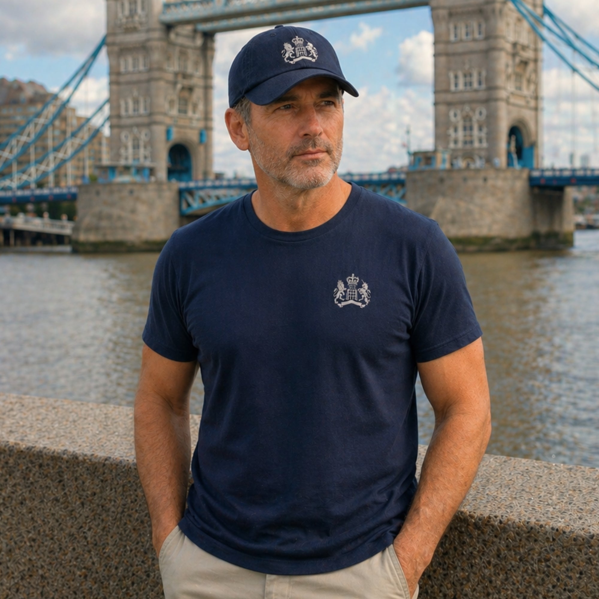 Man wearing James Bond Hat with Embroidered S.I.S. Logo from Skyfall