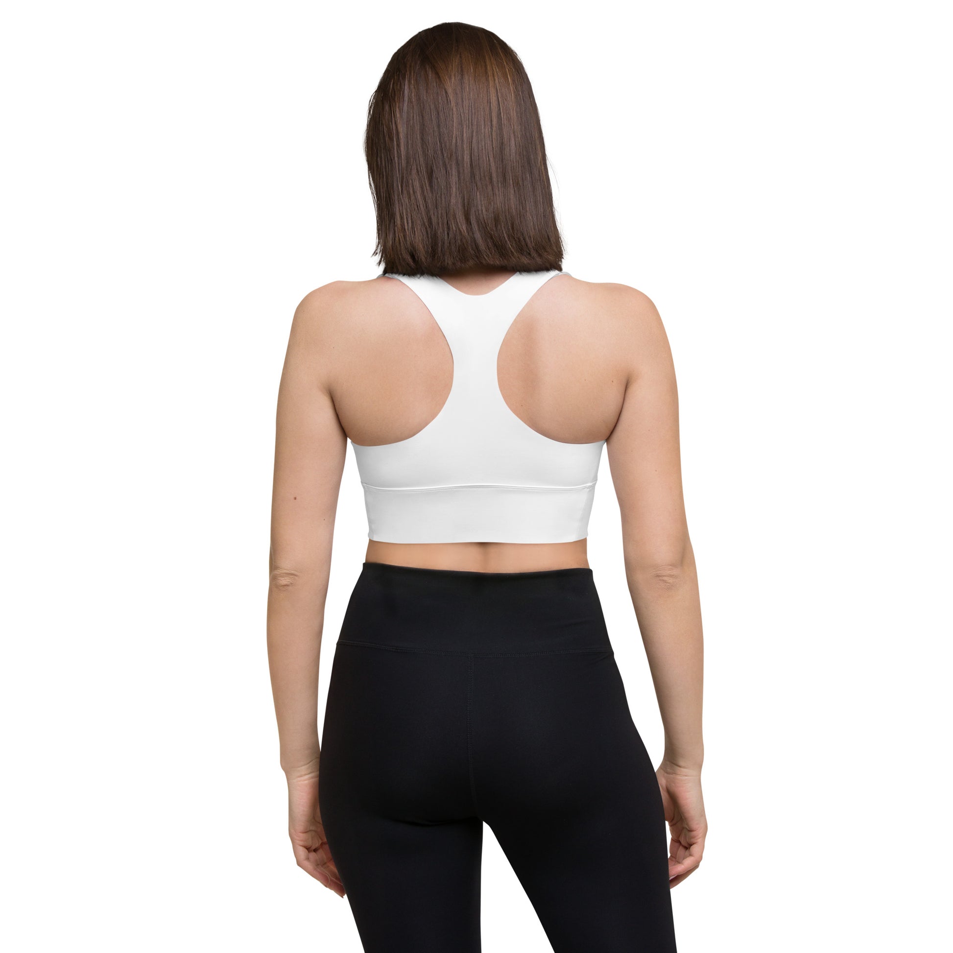 Ladies Longline White Sports Bra