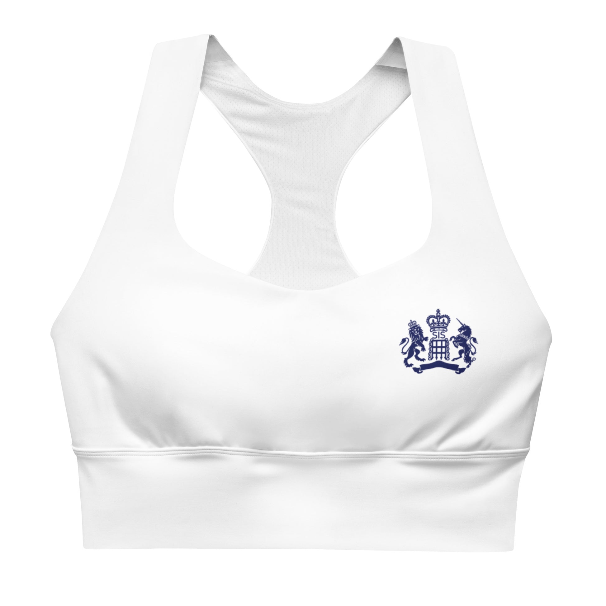 Ladies Longline White Sports Bra