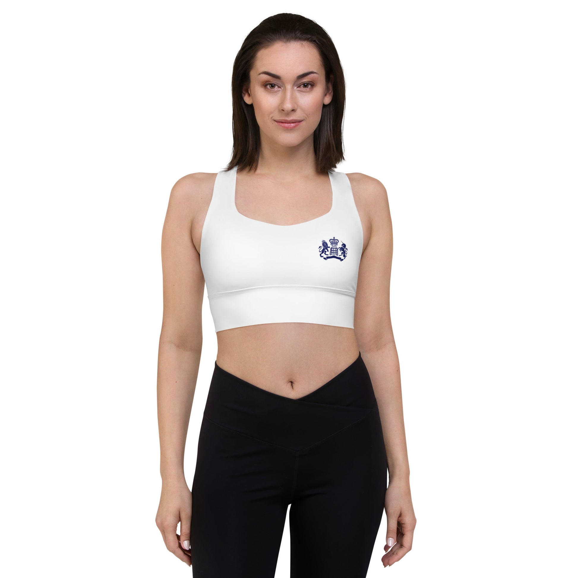 Ladies Longline White Sports Bra