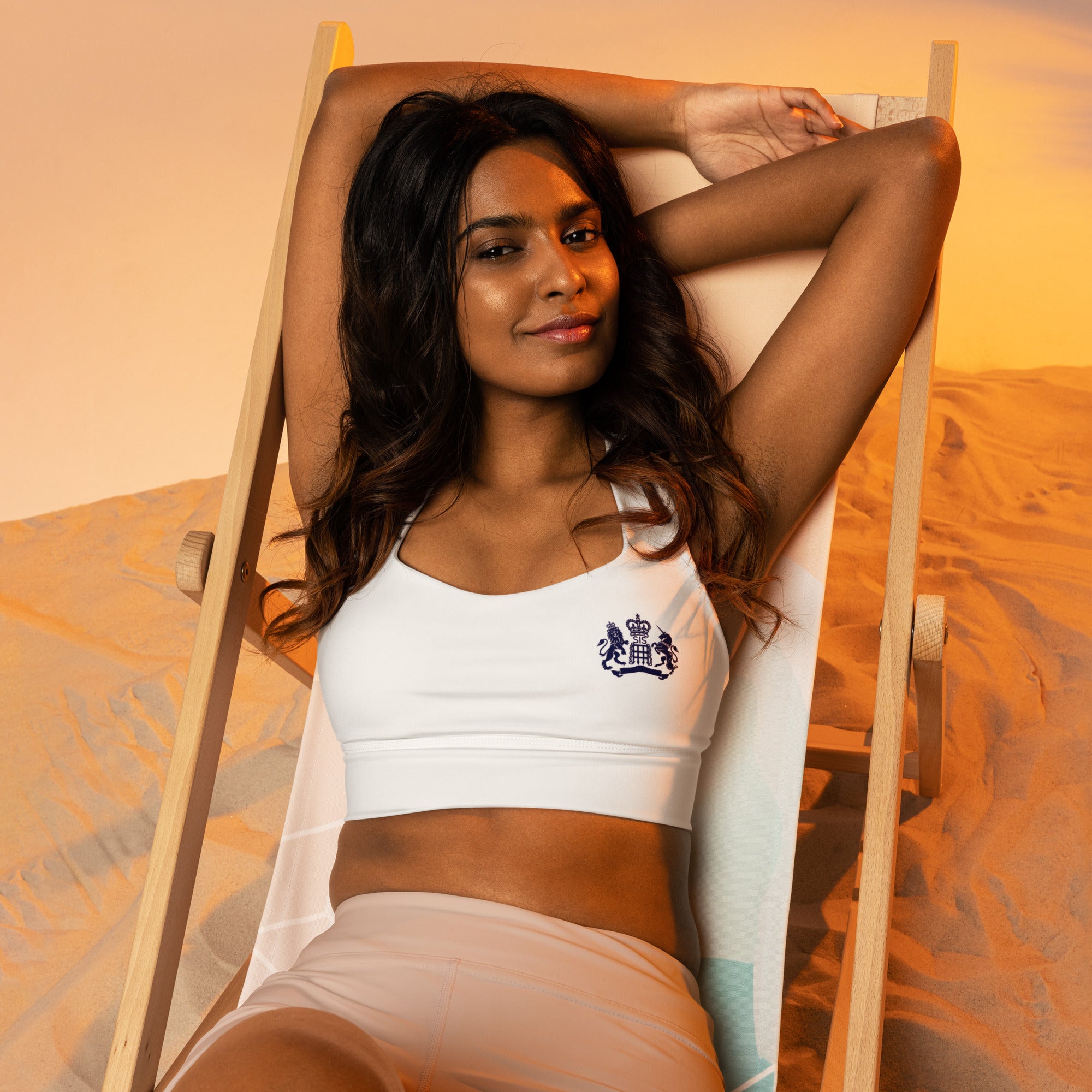 Ladies Longline White Sports Bra