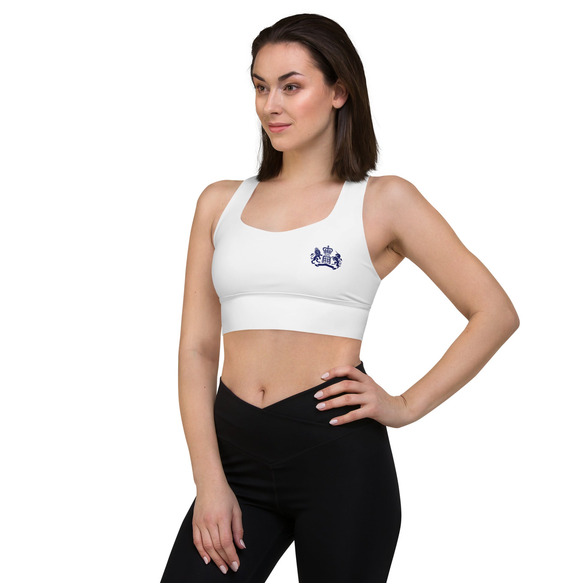 Ladies Longline White Sports Bra