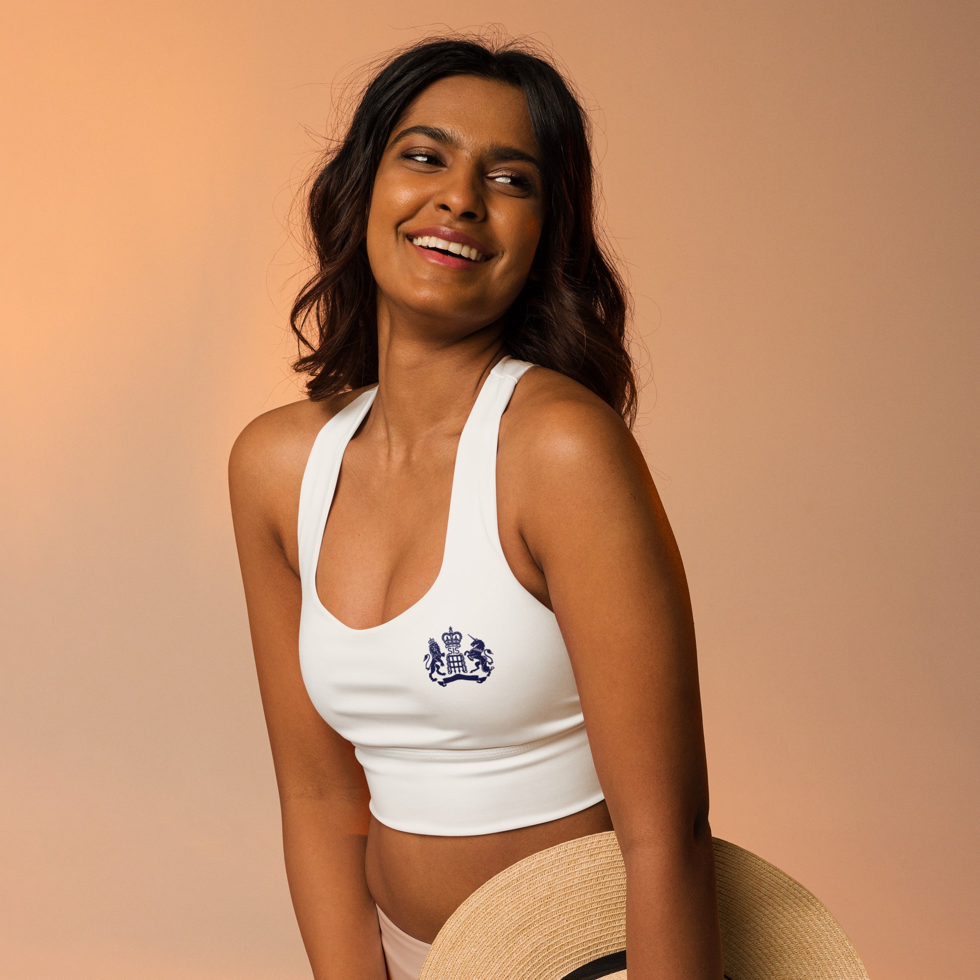 Ladies Longline White Sports Bra