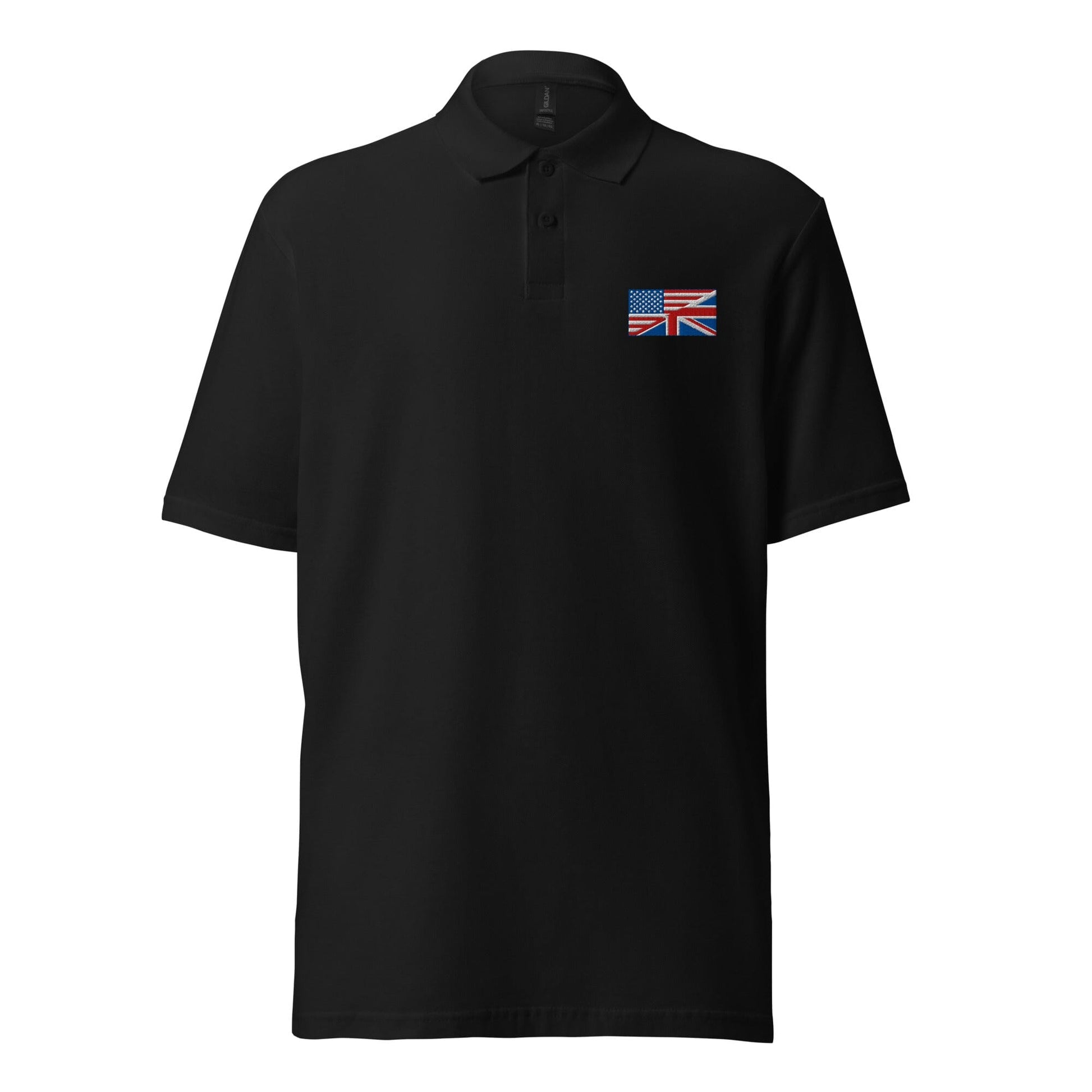 USA UK Flag Pique Polo Shirt SIS Training Gear Black S 