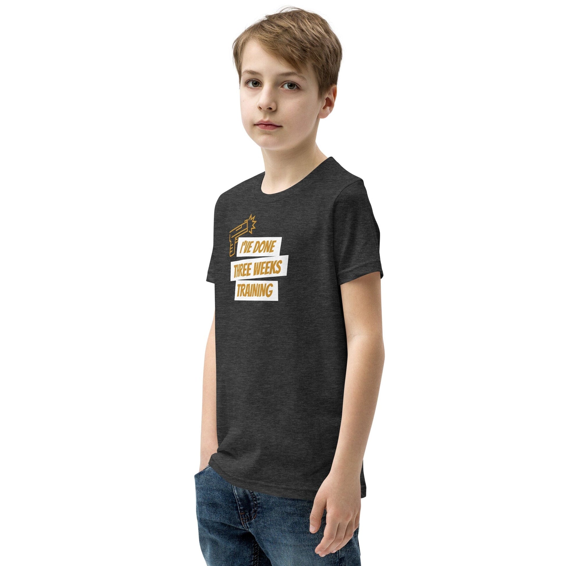 I've Done 3 Weeks Training Kids T-Shirt SIS Training Gear Dark Grey Heather S 