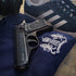 James Bond T-Shirt with Embroidered S.I.S. Logo from Skyfall Closeup with Walther PPK